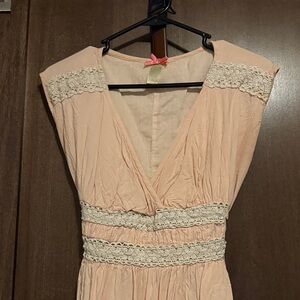 Elegant Lace Trim Pink Dress